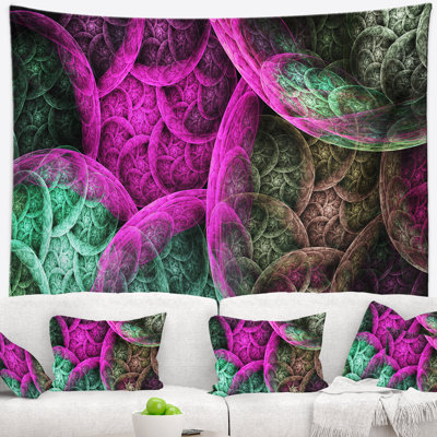 Tapisserie abstraite rose vert avec nuages dramatiques