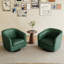 Fauteuil demi-tonneau pivotant en similicuir vert Applewold avec base en bois massif-1139469082