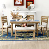 Dining Room Table And Chairs With Bench, Set Of 6