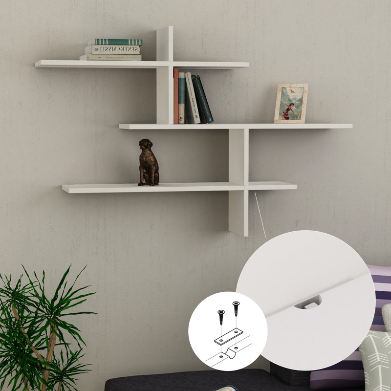 Felicia 3 Piece Floating Shelf, White