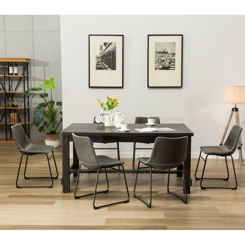 Telsha 6 - Person Four Leg Dining Set, Gray
