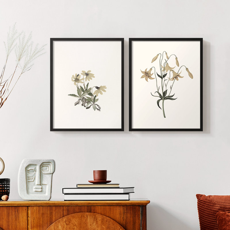 «Vintage Floral XX», 2 pièces, Noir, H 14 po x l 22 po