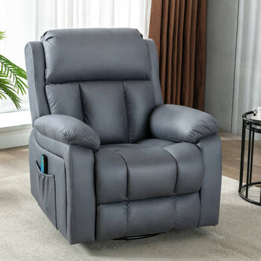 40.5 Wide Contemporary Microsuede Very Comfortable Power Reclining Heated Massage Chair Latitude Run Fabric: Dark Gray Microfiber/Microsuede