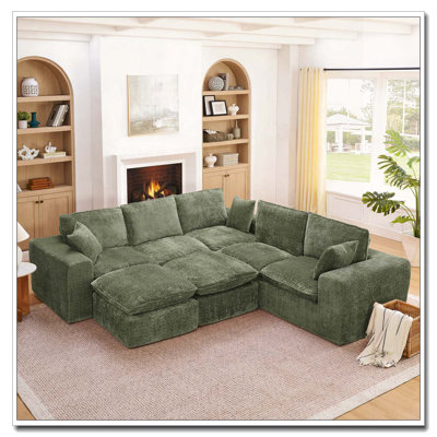 107'' Modern Boucle L-shaped Sectional Sofa