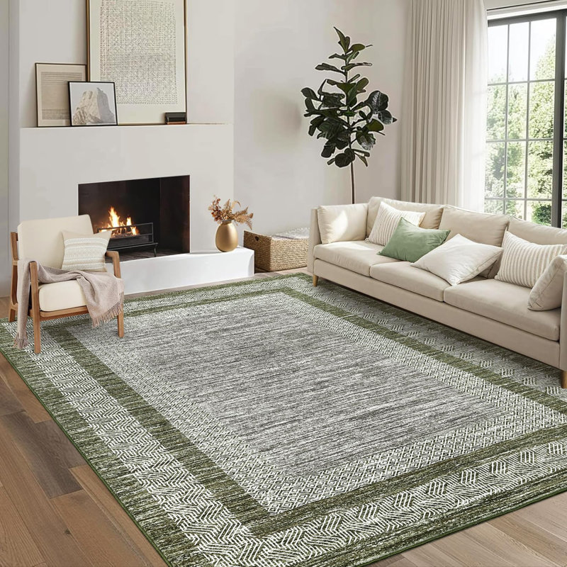 Rectangle Abstract Area Rug, Green, Rectangle 120 x 170 cm
