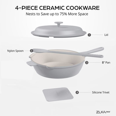 Granitestone Zuka Everyday 8In Nonstick Multifunctional Pan With Lid And Nylon Spoon