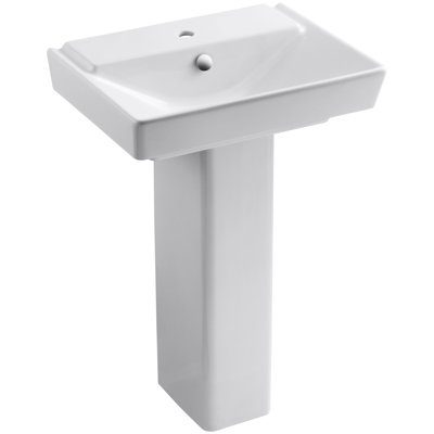 Reve Ceramic Pedestal Bathroom Sink with Overflow