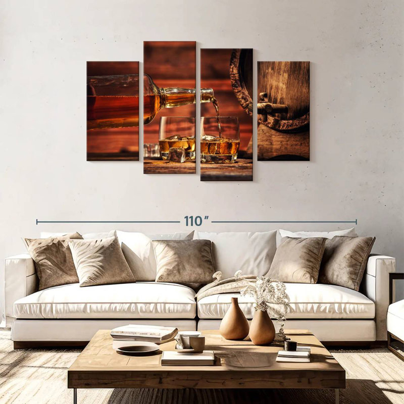 Yarlin Whiskey On Wooden Table, 48" H x 75" W