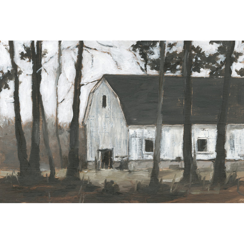 «Autumn Barns II» par Ethan Harper - peinture sur toile tendue, H 20 po x l 30 po