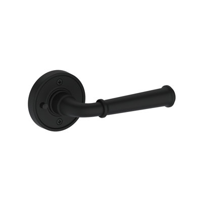 Dunsmoor Privacy Lever with Recessed Round Rose in Satin Black