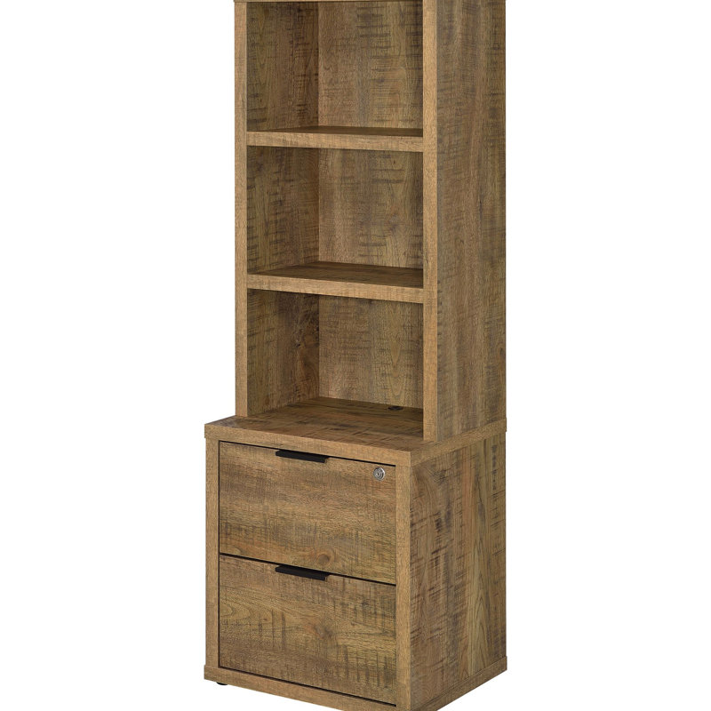 Bibliothèque à 3 tablettes avec tiroir verrouillable, bois d'ingénierie à utiliser, égratignure, objets de valeur dans la chambre à coucher avec bois, idéal pour ranger des livres