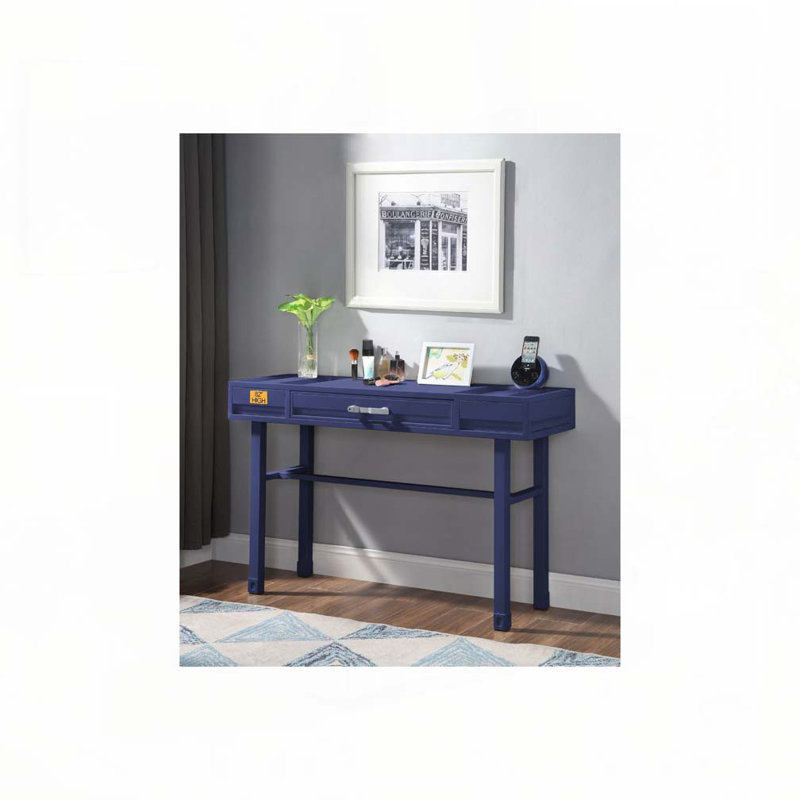 Bureau de meuble-lavabo en métal avec un tiroir, bleu, Bleu