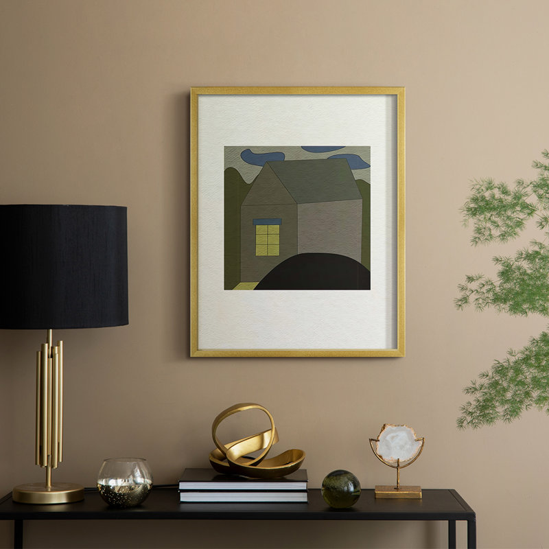 Mountain Houses I Framed Print - Solid Wood, 15" H x 12" W, Gold