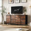 Meuble télé 63 po avec 14 tiroirs en tissu, commode longue pour téléviseur jusqu'à 75 po, centre de divertissement avec prise de courant-1564436018