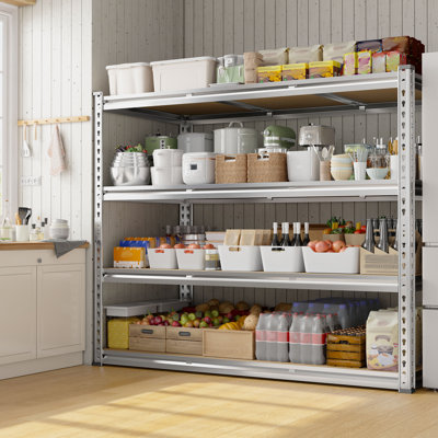 60"h 4-tiers Storage Shelves Heavy Duty Metal Shelves For Storage Adjustable Garage Shelves, Galvanized