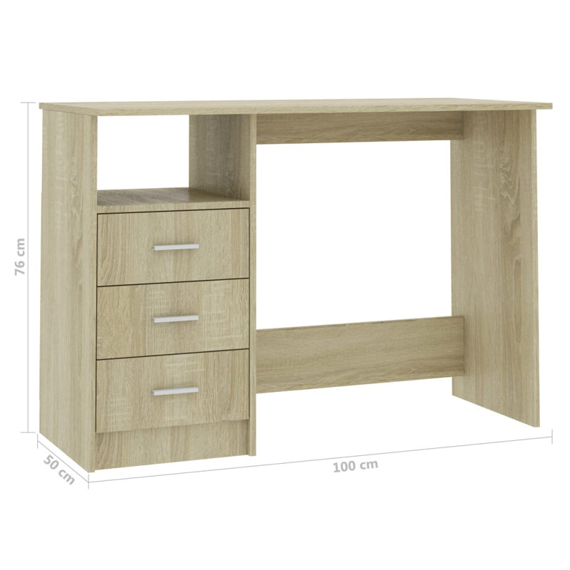 Bureau Bureau d'ordinateur Bureau à domicile Table de travail en bois d'ingénierie, Chêne de Sonoma