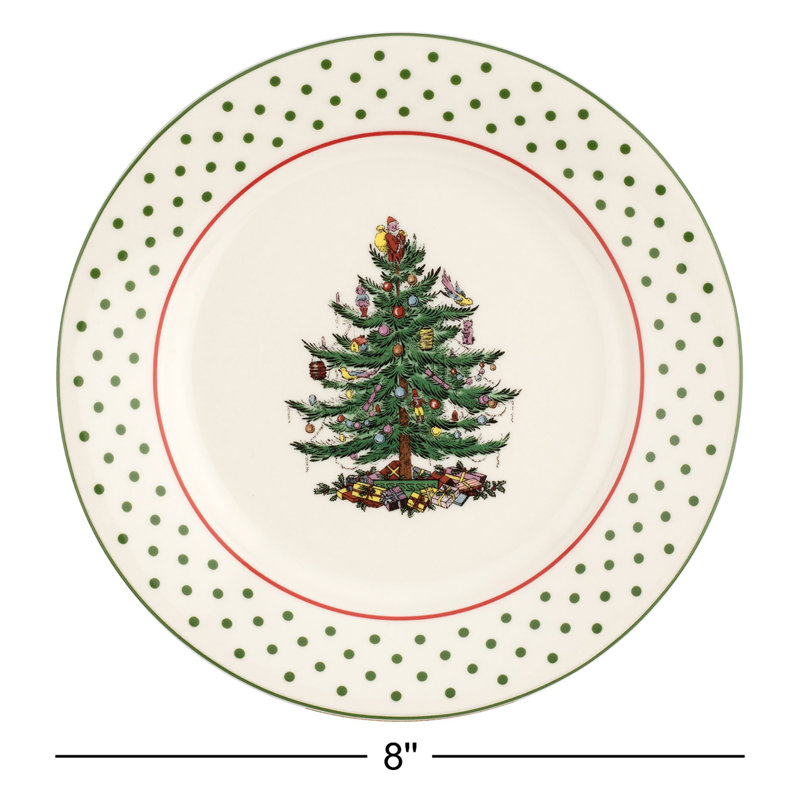 Spode Christmas Tree Polka Dot Dessert Plates