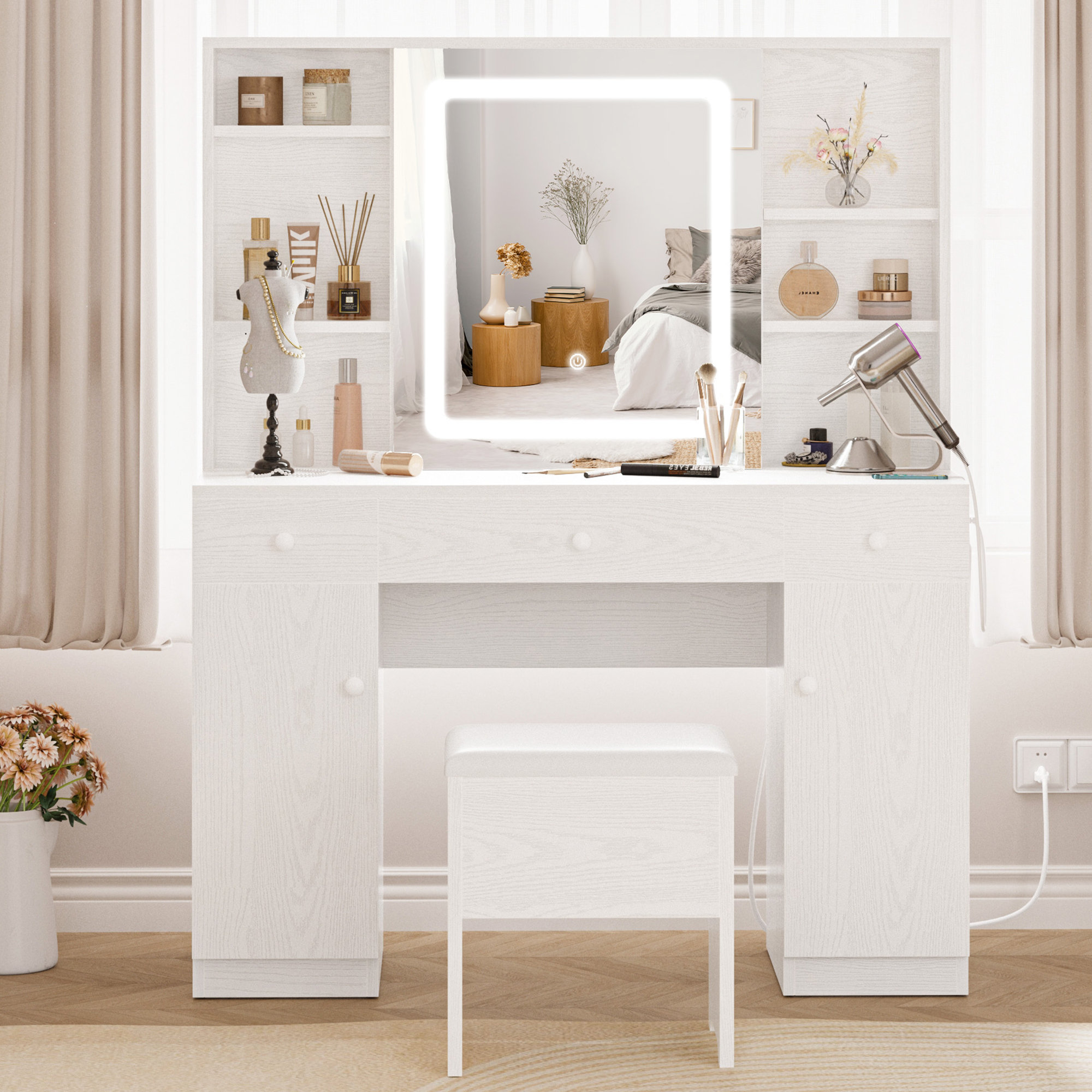 Latitude Run® Kialen Vanity with 3 Mirrors and 5 Drawers & Reviews