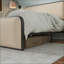 Grand lit plateforme en métal avec tête de lit tapissier courbée, capacité de 800 lb, rangement sous le lit beige pour la chambre à coucher
