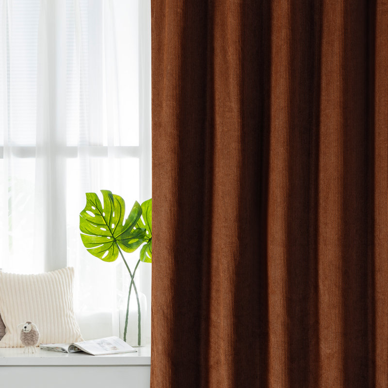 Cotton Room Darkening Curtains / Drapes Pair, 52" W x 96" L, Terracotta