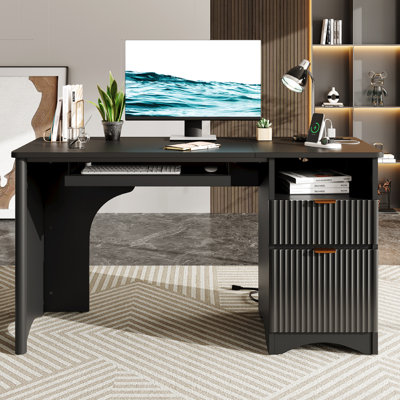 Labelle Computer Desk with Built-In Electrical Outlet