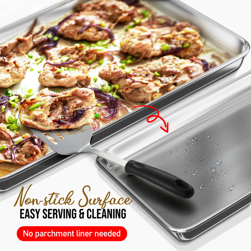 JoyTable Aluminum Non-Stick Quarter Sheet Pan Set, 13x9.5 inches