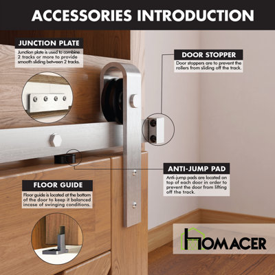 Mini Brushed Nickel Classic Design Non-Bypass Single Track Two Door Hardware Kit For Cabinet Use( Cabinet Not Included)