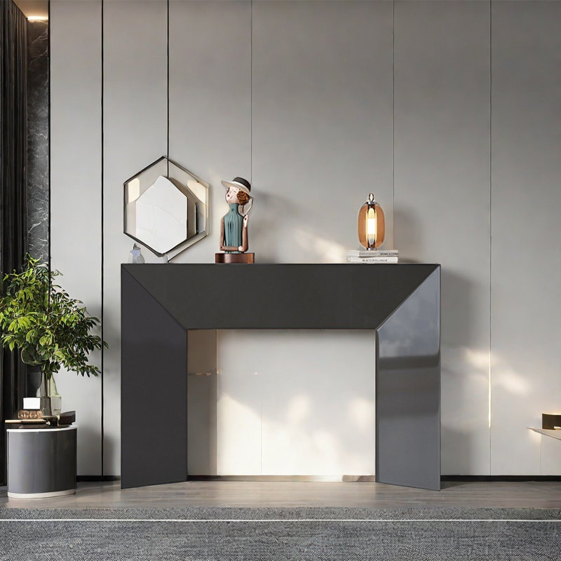 Modern Minimalist Console Table, Black, 35.43" H x 39.37" W x 13.78" D