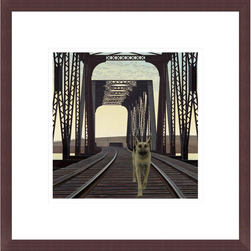 « Dog and Bridge » d'Alex Colville – Reproduction giclée encadrée, H 13,8 po x l 13,75 po