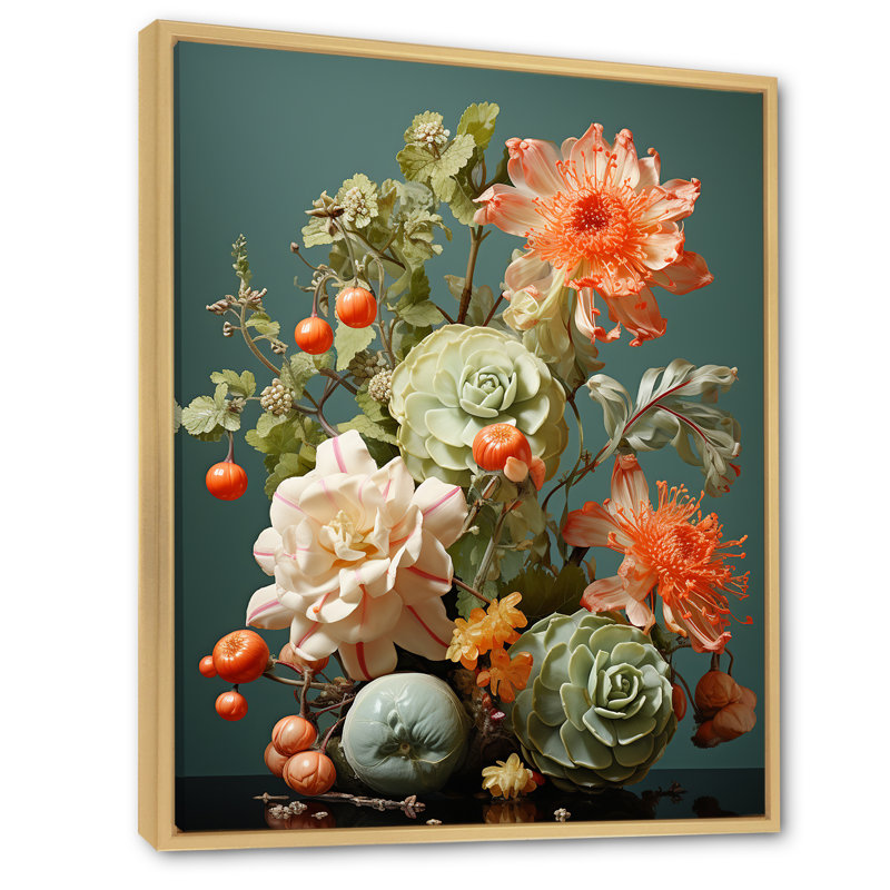 Bouquet d'oasis florales III, Cadre flottant brun, 40" H x 30" W