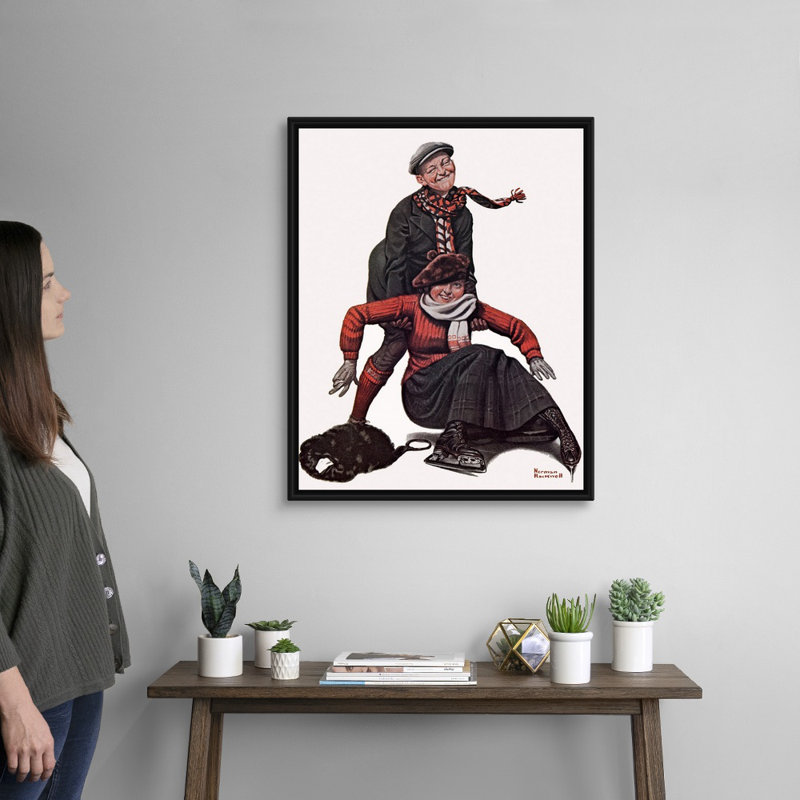 Art mural sur toile The Novice Skater, Cadre flottant noir, H 32 po x l 26 po x P 1,75 po
