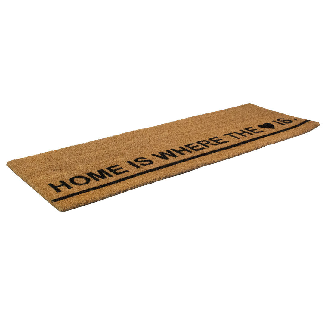 Natural Coir Outdoor Rectangular "Home Is Where the Heart Is" Doormat 16" x 48" Northlight Seasonal