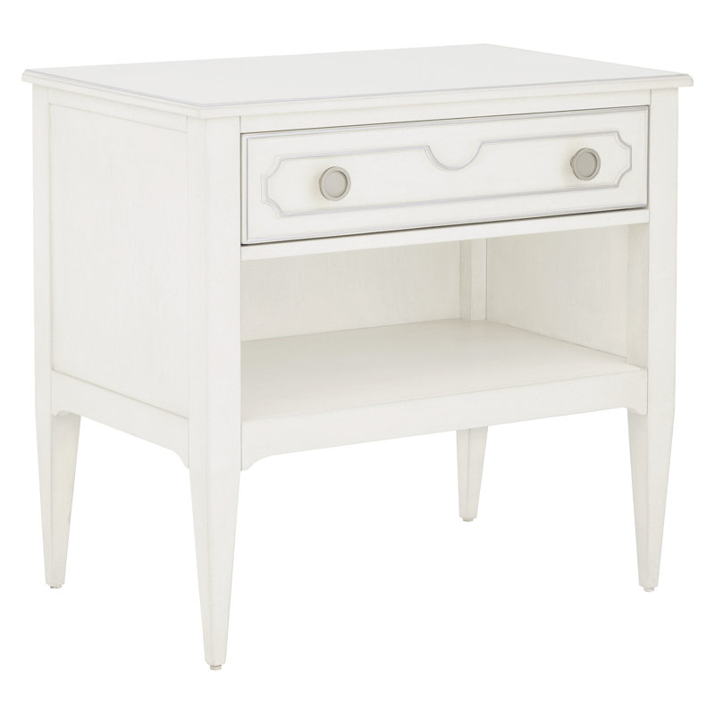 1 - Drawer Nightstand, Linen/Antique Pewter