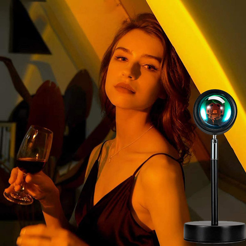 Sunset Lamp Projection Rotation Rainbow Projection Lamp Led Romantic Visual Led Light With Usb,sunset Red