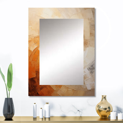 Beige minimalisme spiral Poteries II - miroir spirales abstraites, miroir mural décoratif moderne et contemporain