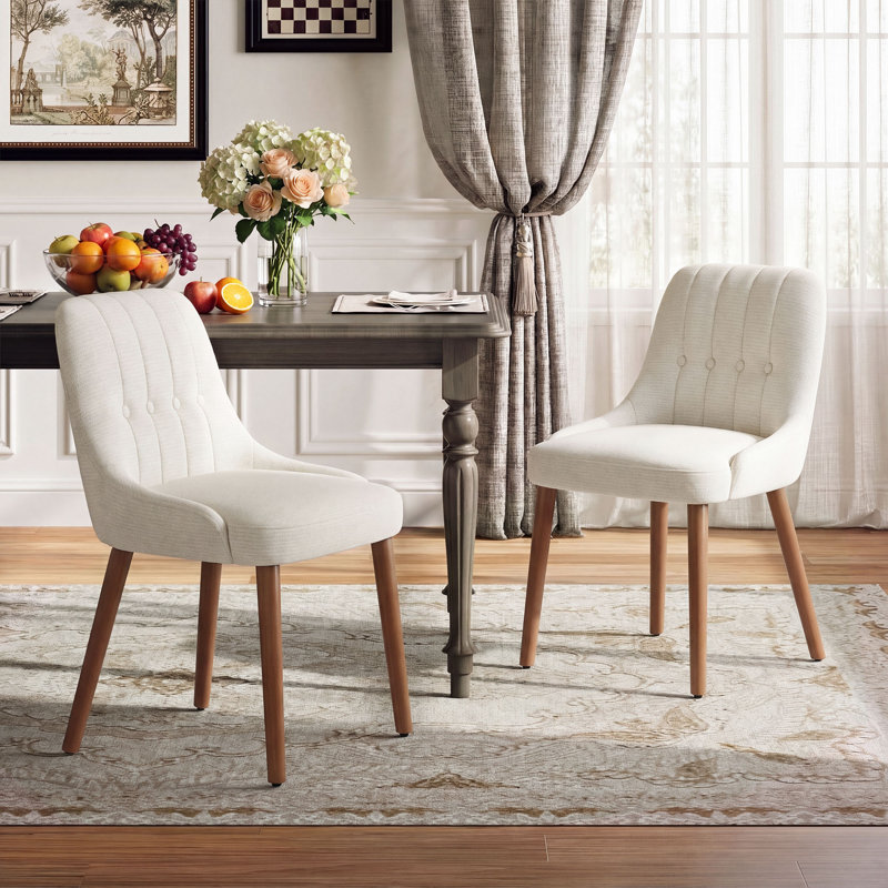 49 cm H Upholstered Fabric Dining Chair, Beige
