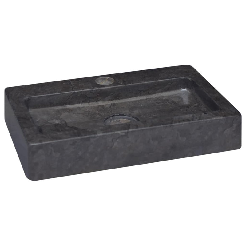 vidaXL Wall-mounted Sink 15"x9.4"x2.6" Marble, Black