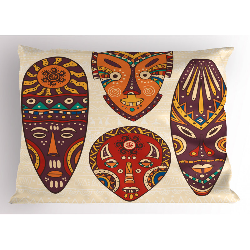 Tiki Polyester Sham Set, Ivory, Queen
