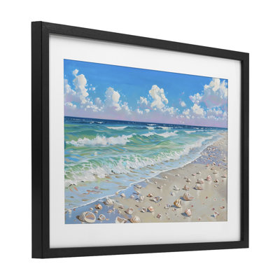 Shells Awash on Shore Framed Print Under Glass, design by LSR Design Studio