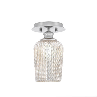 Edge 1 Light Semi-Flush With 5" Textured Glass