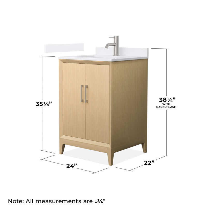 Janna 24" Freestanding Single Bathroom Vanity with Cultured Marble Top, White Cultured Marble, Brushed Nickel