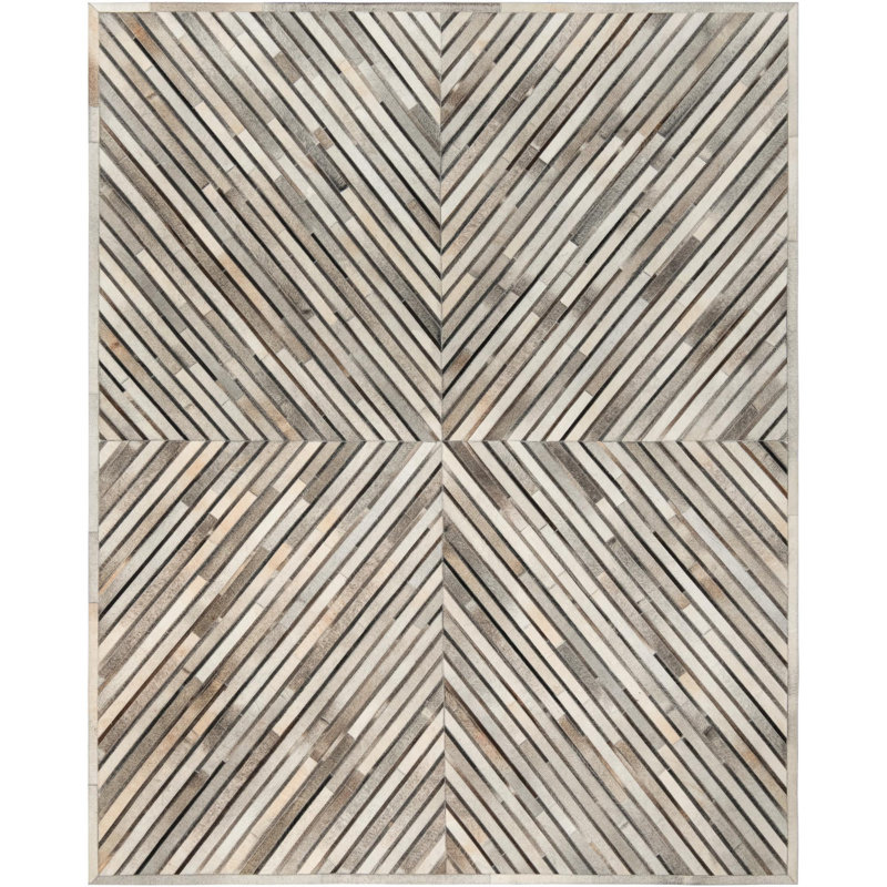 X Tiles Cowhide Leather Rug, Rectangle 7'10" x 10'