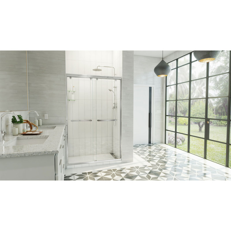 DreamLine Charisma-X 44 - 48 inch W x 76 inch H Semi-Frameless Bypass Shower Door in Chrome, Chrome, 48"