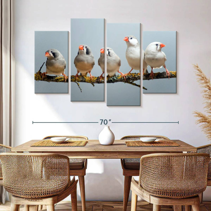Brampt Five Zebra Finches, 42" H x 68" W