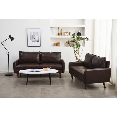 Seeaventus 2 Piece Faux Leather Standard Living Room Set
