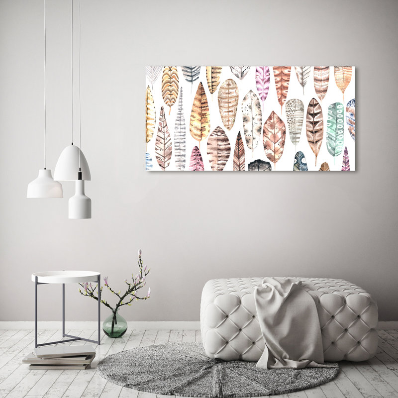 Colourful Feathers - Wrapped Canvas Print