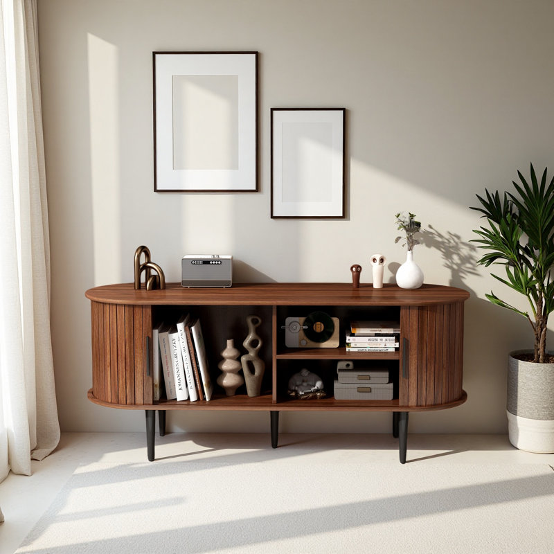 TV Stand, 47" Modern TV Console Table With Storage Compartment And Sliding Door, Gaming Entertainment Center With Cabinet