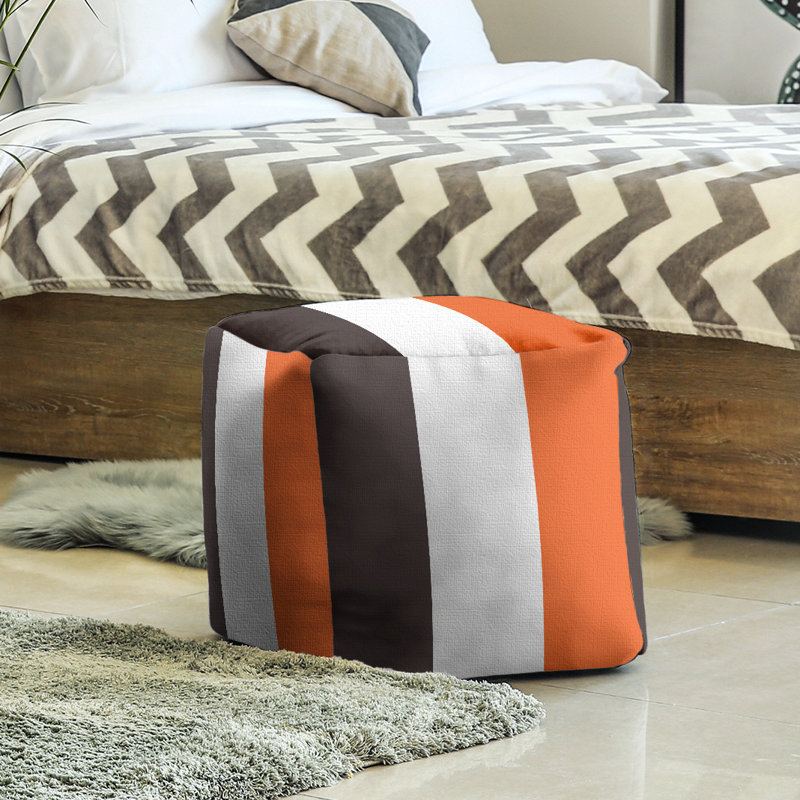 Repose-pieds cubique Tennessee, H 13 po x l 13 po x P 13 po, Brun / blanc / orange carotte