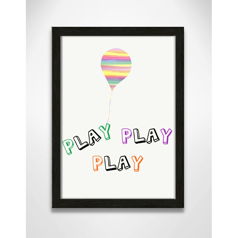 Play Play Play, impression sur papier, H 14 po x l 10 po x P 1,18 po, Encadré de boîte à grain de bois noir