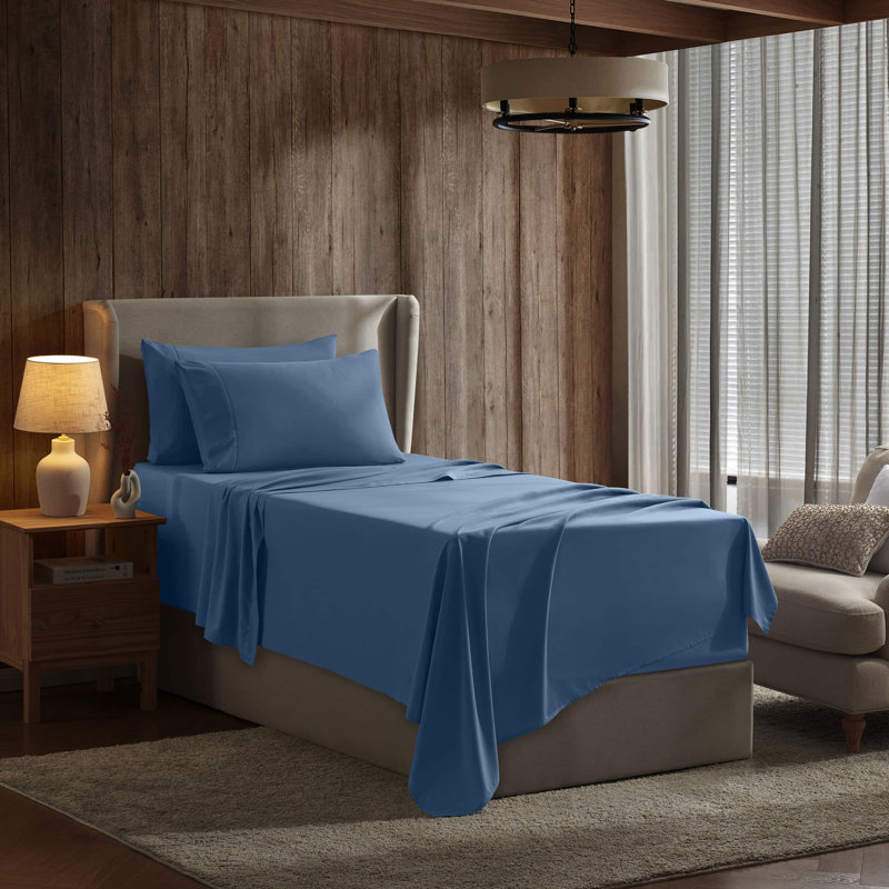 Ensemble de draps en microfibre Hotel Luxury, Bleu ciel, Simple TG